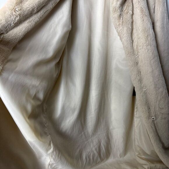 Faux Fur Beige Full-Length Coat Womens M - Picture 3 of 7